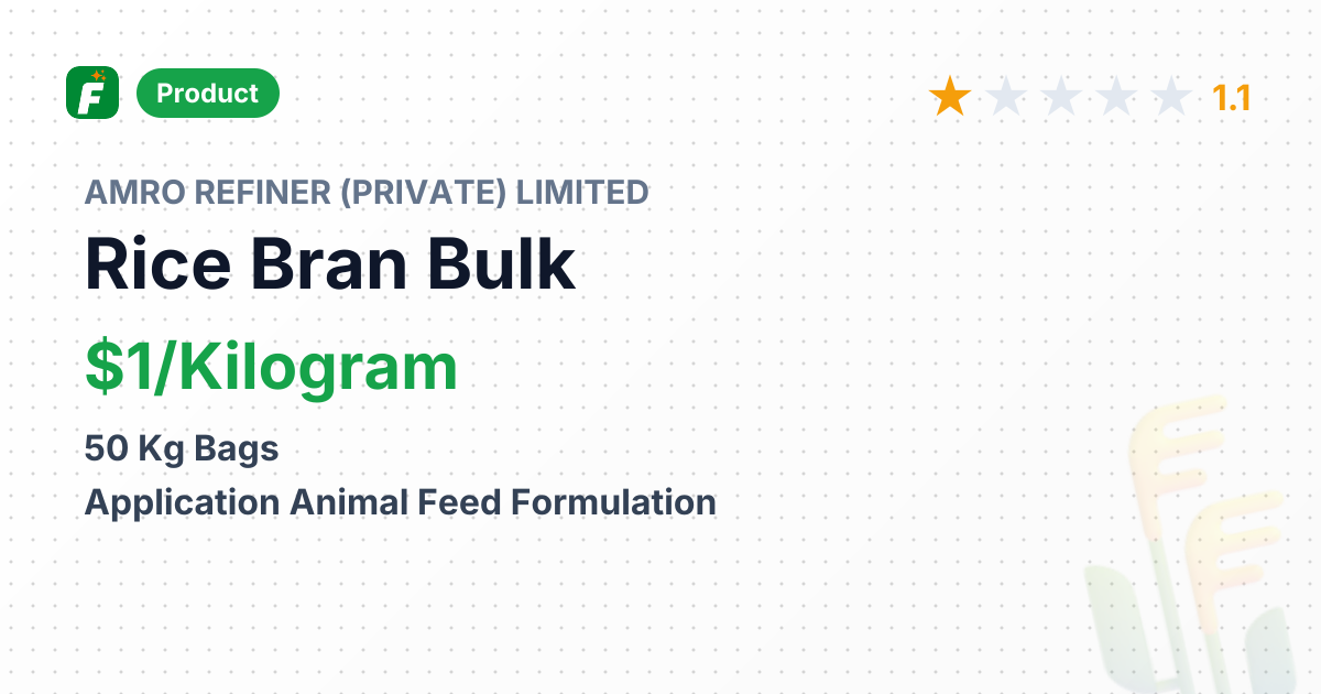 Extracted Rice Bran for Animal Feed Production – product summary card, no photo uploaded yet