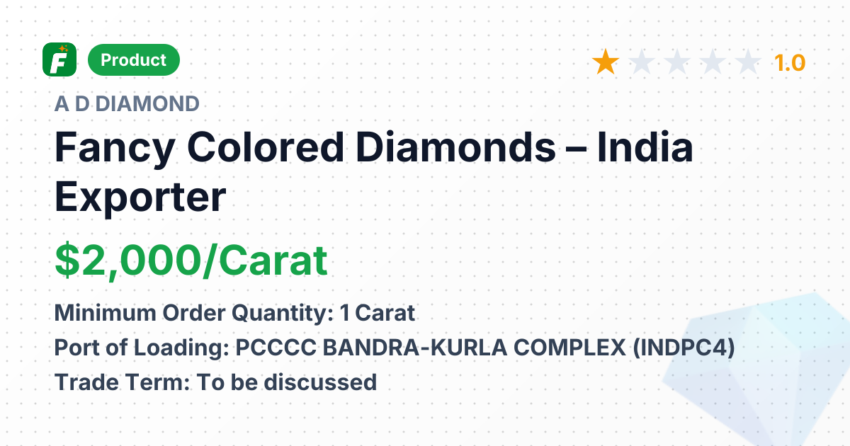 Fancy Colored Diamonds – product summary card, no photo uploaded yet