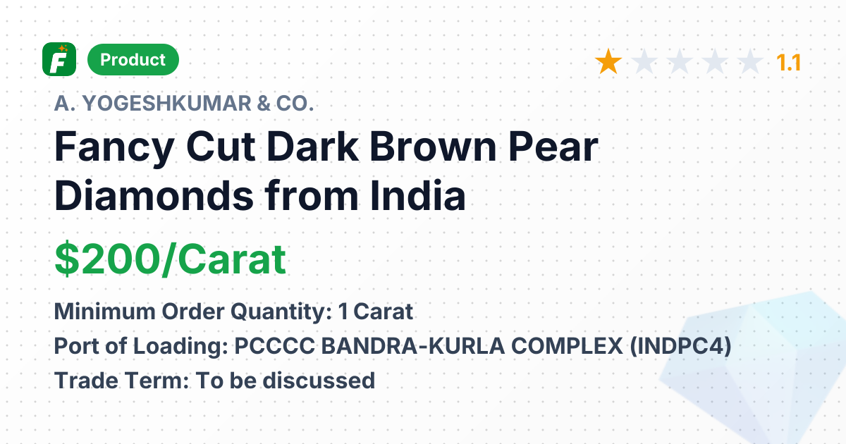 Fancy Cut Dark Brown Pear Diamonds – product summary card, no photo uploaded yet