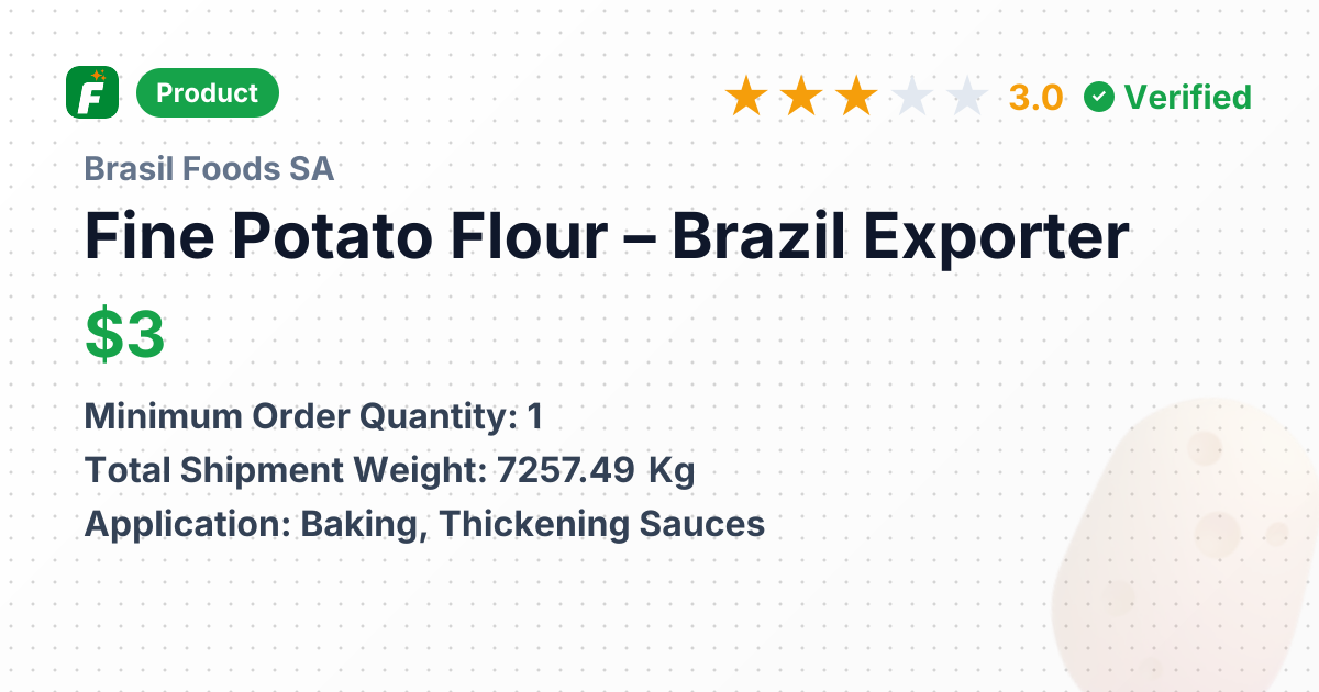 Fine Potato Flour – product summary card, no photo uploaded yet