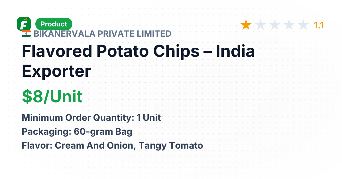 Flavored Potato Chips – product summary card, no photo uploaded yet