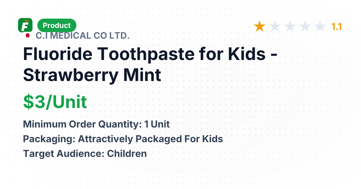 Fluoride Toothpaste for Kids - Strawberry Mint Flavor – product summary card, no photo uploaded yet