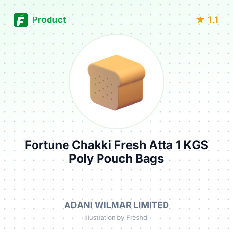 Fortune Chakki Fresh Atta (Whole Wheat Flour) 1 KGS Poly Pouch Bags – summary card, no photo uploaded yet