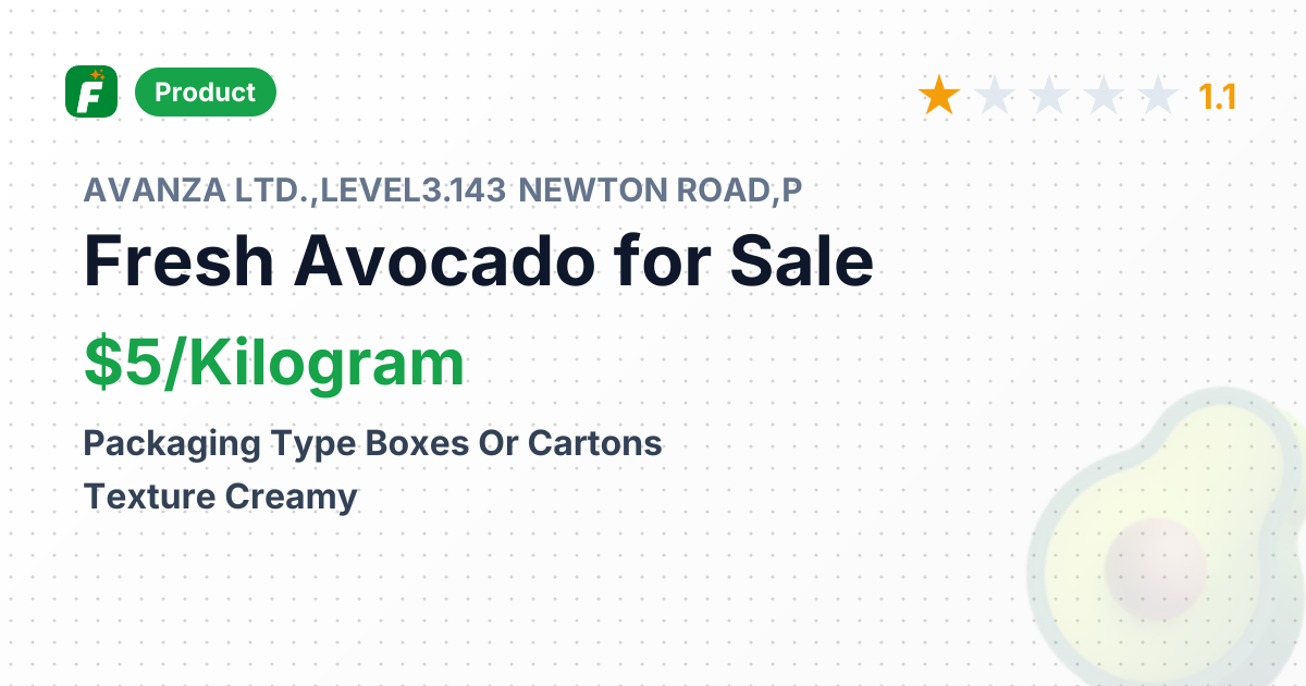 Fresh Avocado – product summary card, no photo uploaded yet