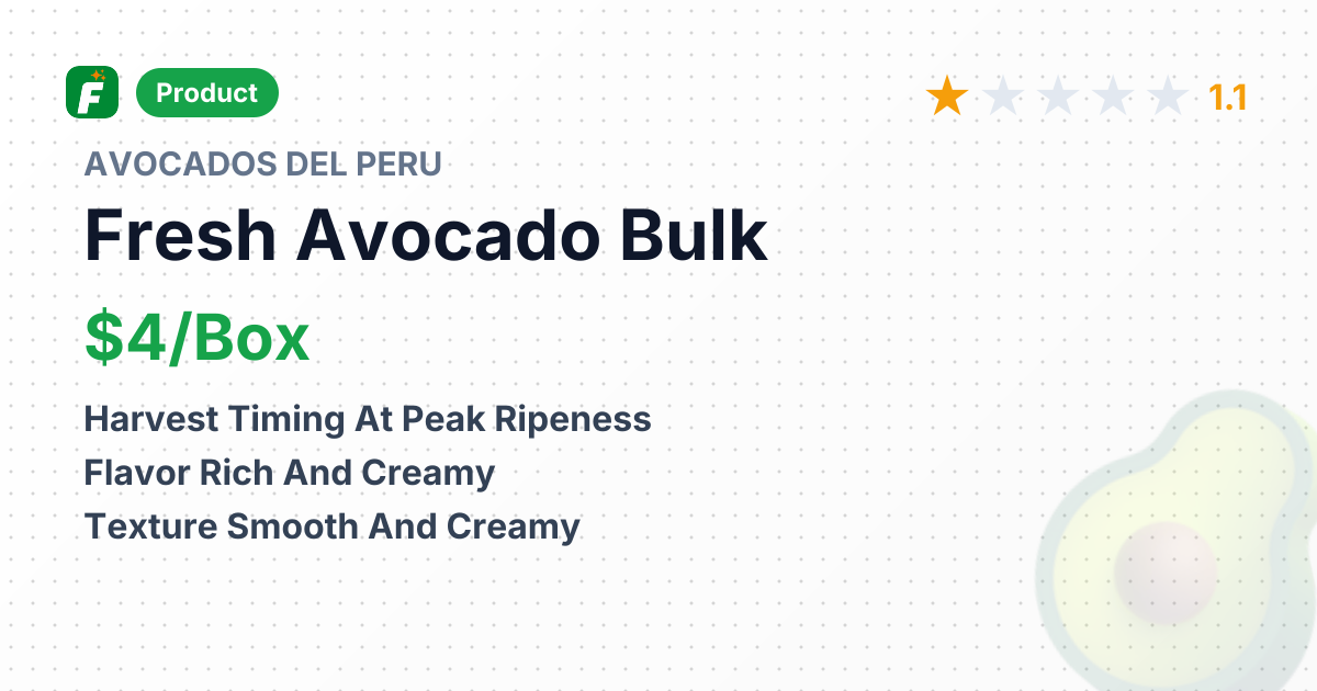 Fresh Avocado – product summary card, no photo uploaded yet