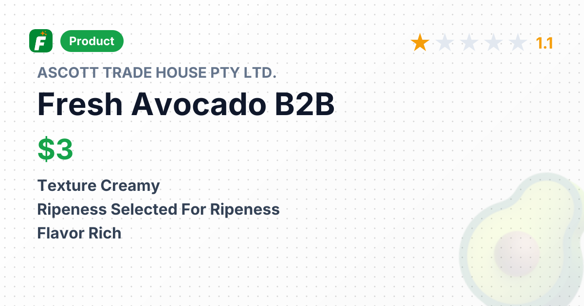 Fresh Avocado – product summary card, no photo uploaded yet