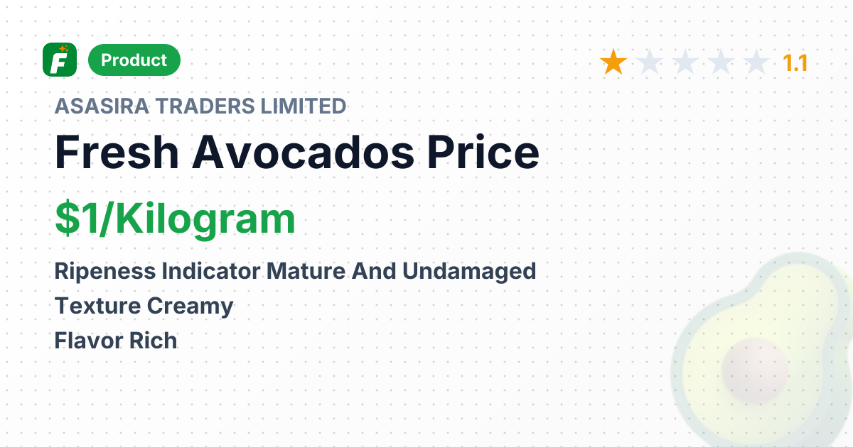 Fresh Avocados – product summary card, no photo uploaded yet