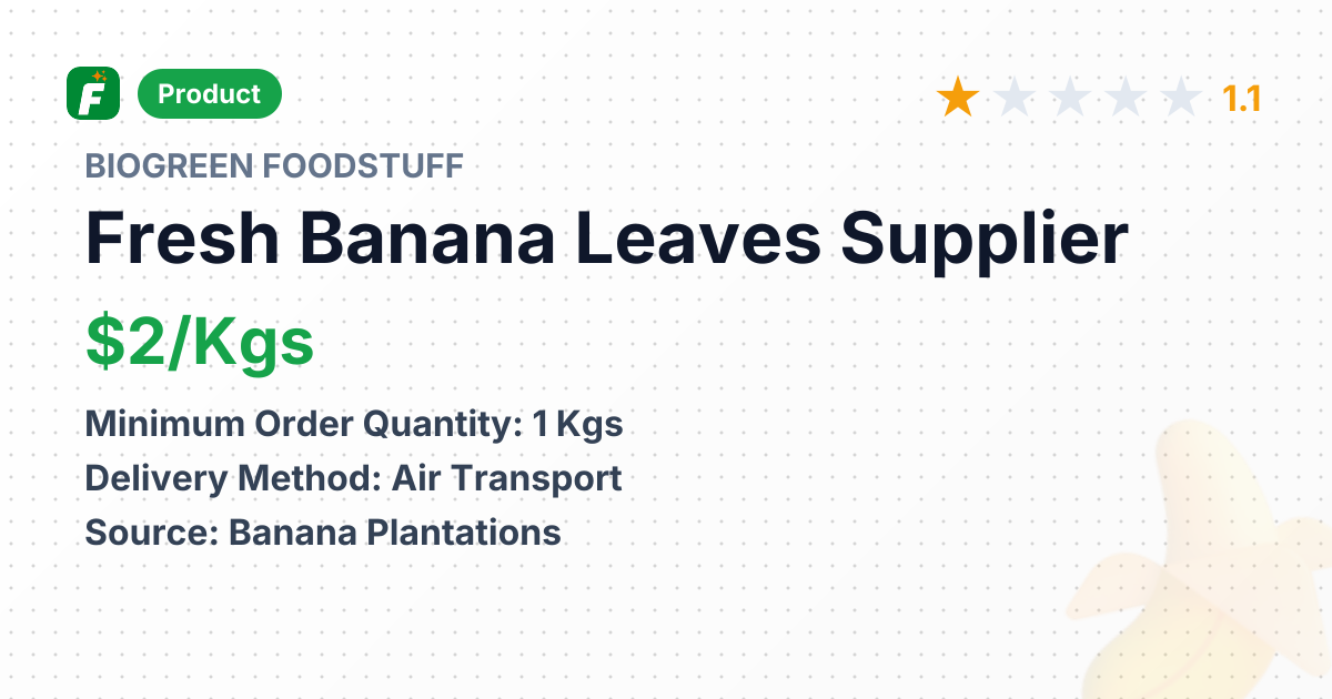 Fresh Banana Leaves – product summary card, no photo uploaded yet