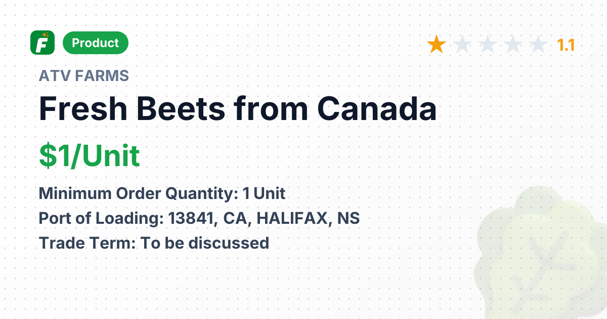 Fresh Beets – product summary card, no photo uploaded yet