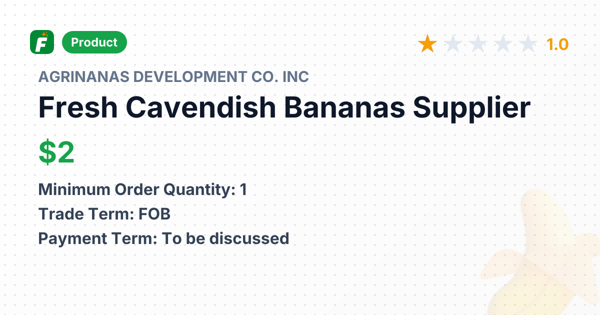 Fresh Cavendish Bananas – product summary card, no photo uploaded yet