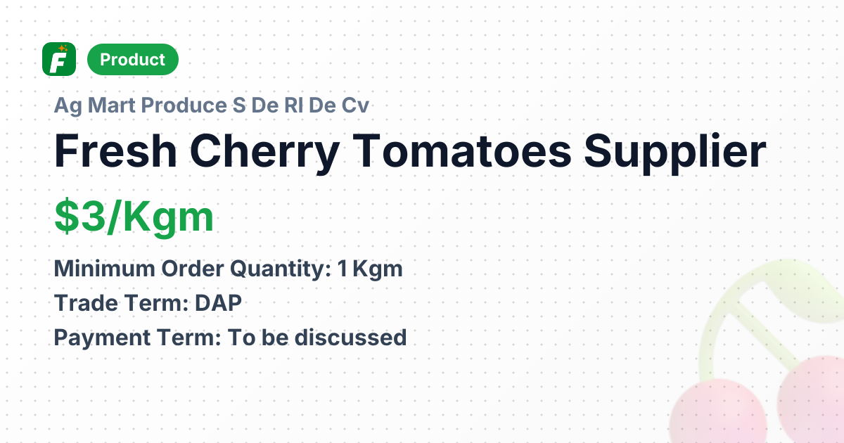 Fresh Cherry Tomatoes – product summary card, no photo uploaded yet