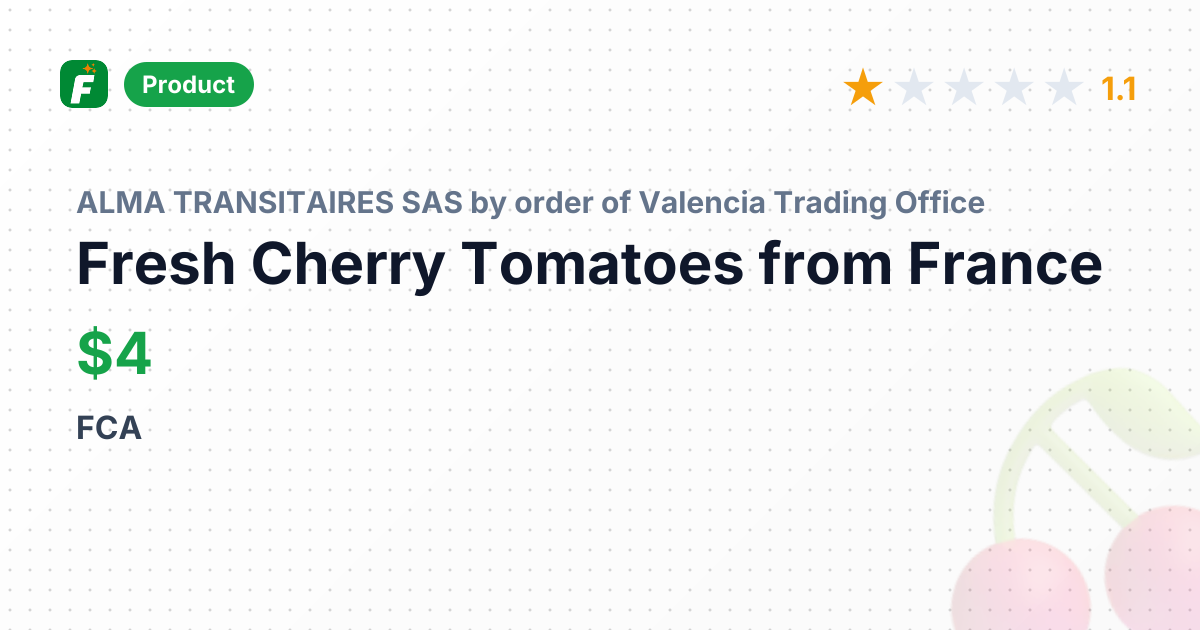 Fresh Cherry Tomatoes – product summary card, no photo uploaded yet