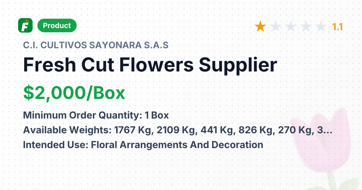 Fresh Cut Flowers – product summary card, no photo uploaded yet