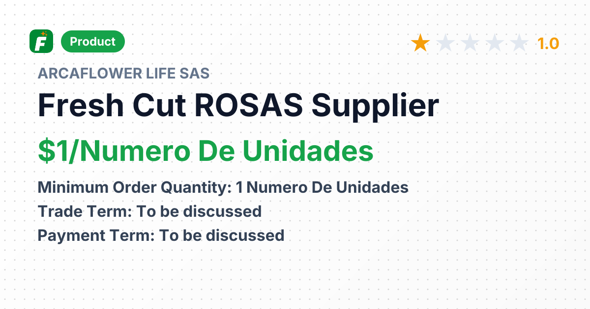 Fresh Cut ROSAS – product summary card, no photo uploaded yet