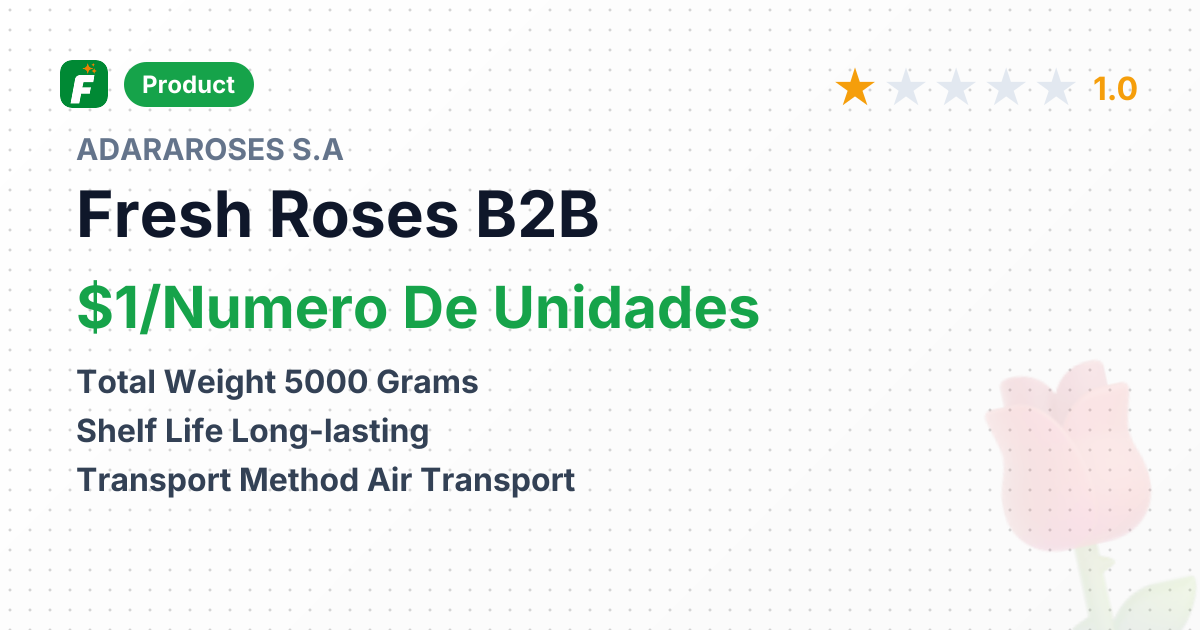 Fresh Cut Roses for Export – product summary card, no photo uploaded yet