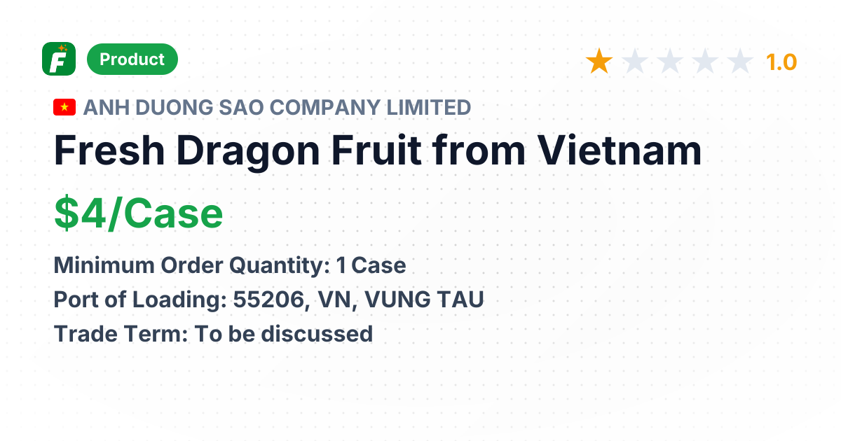 Fresh Dragon Fruit – product summary card, no photo uploaded yet