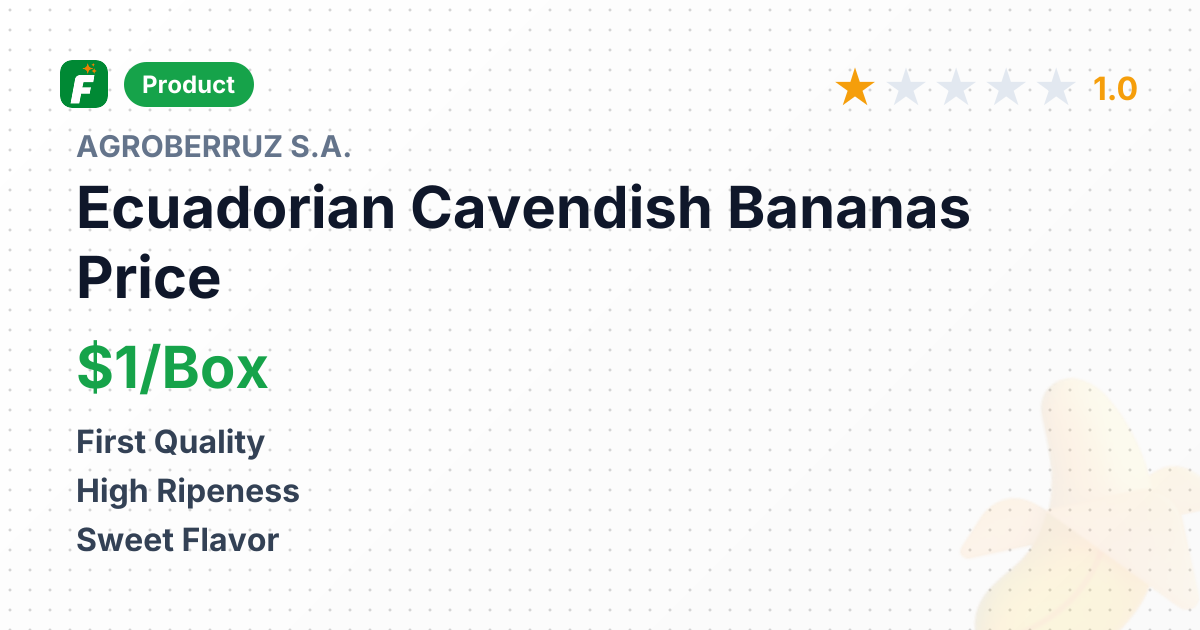 Fresh Ecuadorian Cavendish Bananas – product summary card, no photo uploaded yet