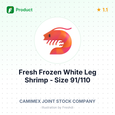 Fresh Frozen White Leg Shrimp (PD) - Size 91/110 – summary card, no photo uploaded yet
