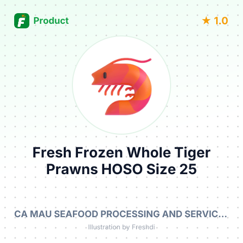 Fresh Frozen Whole Tiger Prawns HOSO Size 25 – summary card, no photo uploaded yet