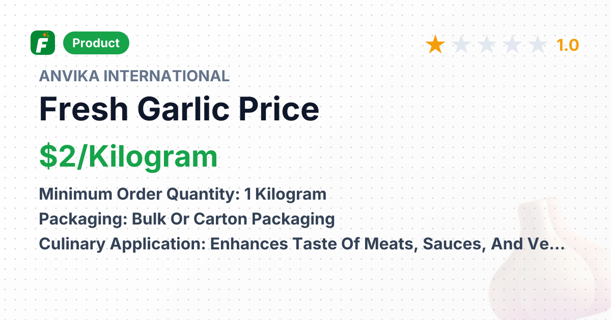 Fresh Garlic – product summary card, no photo uploaded yet