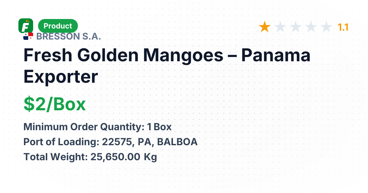 Fresh Golden Mangoes – product summary card, no photo uploaded yet