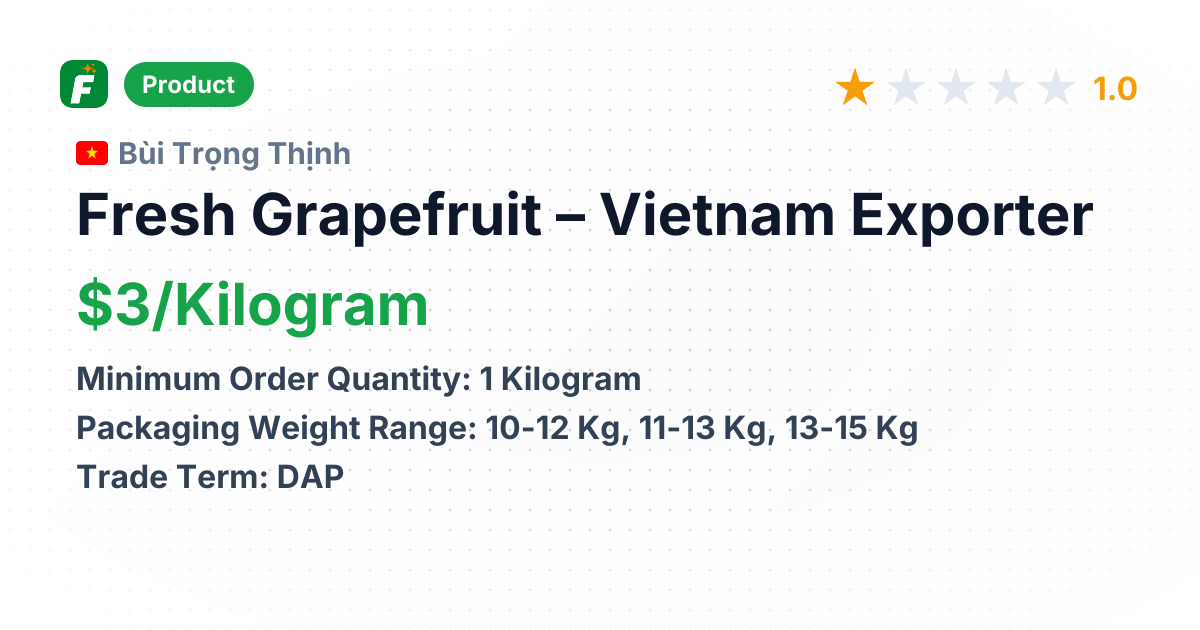 Fresh Grapefruit – product summary card, no photo uploaded yet