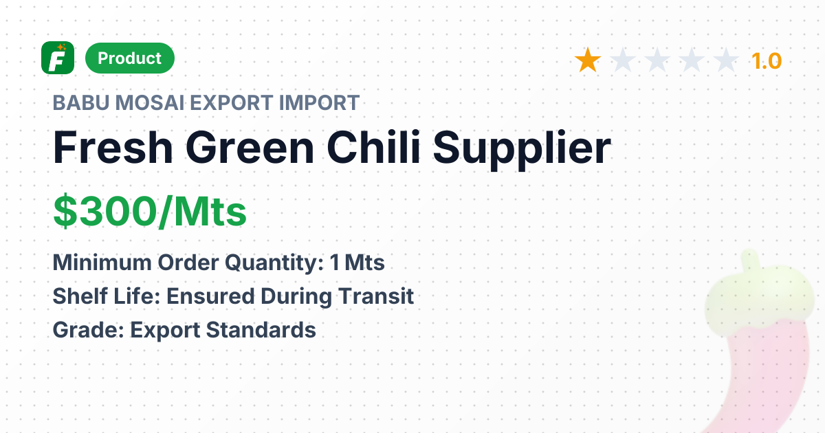 Fresh Green Chili – product summary card, no photo uploaded yet