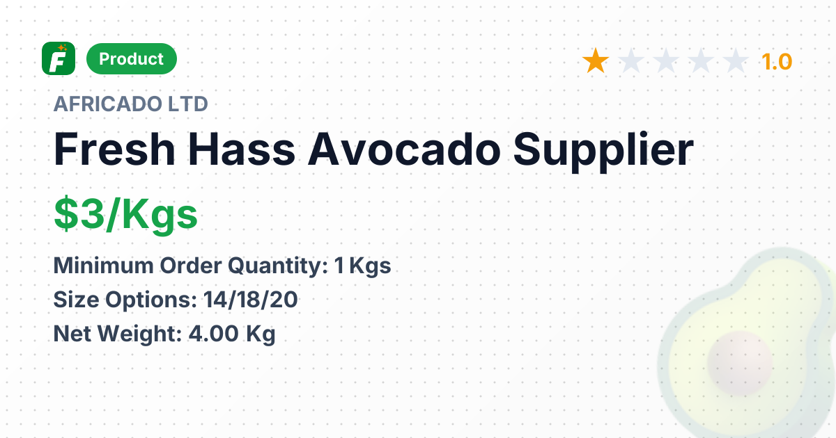 Fresh Hass Avocado – product summary card, no photo uploaded yet
