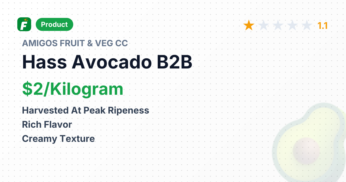 Fresh Hass Avocado – product summary card, no photo uploaded yet