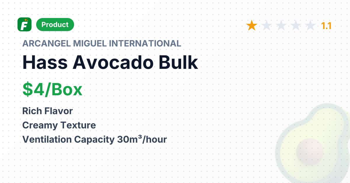 Fresh Hass Avocado – product summary card, no photo uploaded yet