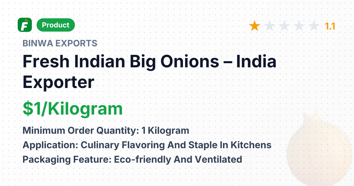 Fresh Indian Big Onions – product summary card, no photo uploaded yet