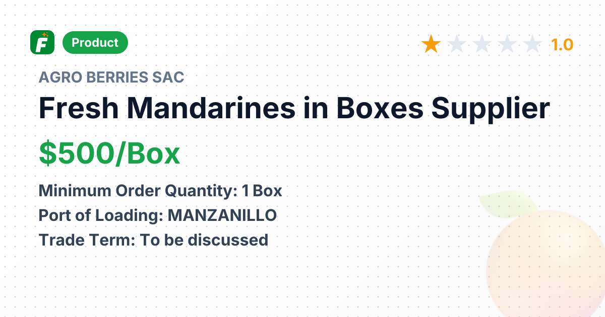Fresh Mandarines in Boxes – product summary card, no photo uploaded yet