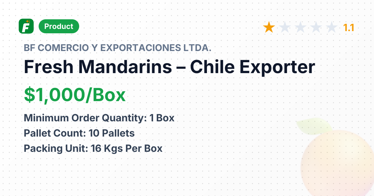 Fresh Mandarins – product summary card, no photo uploaded yet