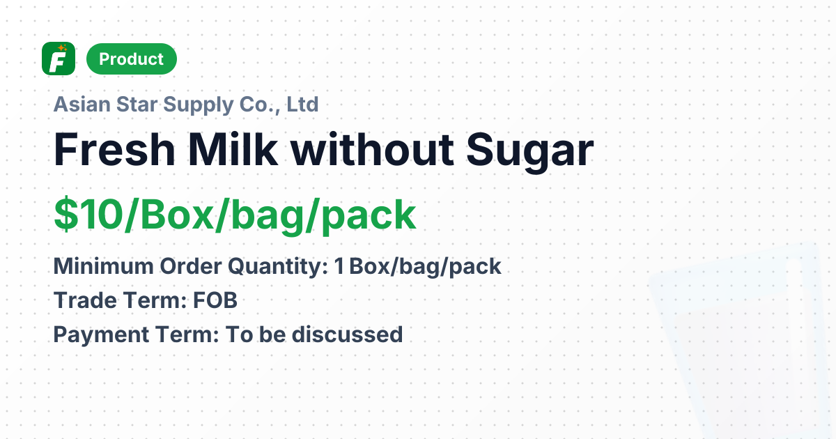 Fresh Milk without Sugar – product summary card, no photo uploaded yet