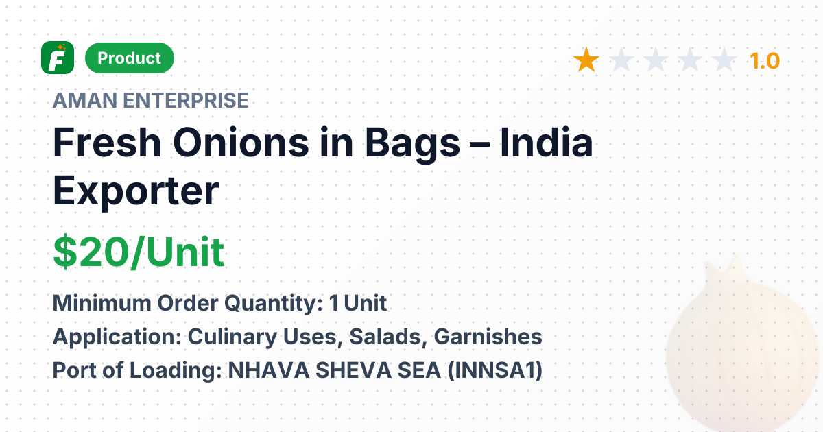 Fresh Onions in Bags – product summary card, no photo uploaded yet