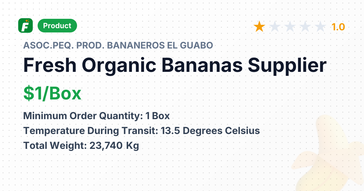 Fresh Organic Bananas – product summary card, no photo uploaded yet