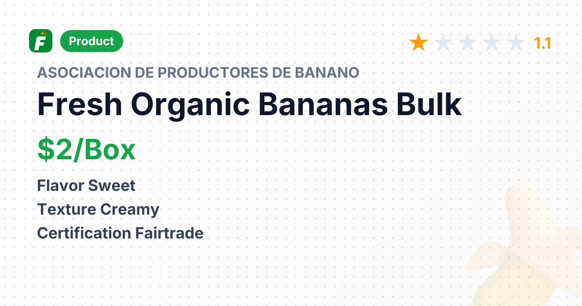 Fresh Organic Cavendish Bananas – product summary card, no photo uploaded yet