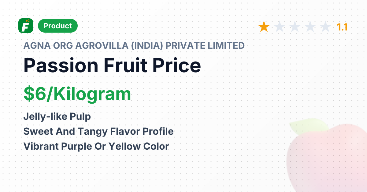Fresh Passion Fruit – product summary card, no photo uploaded yet