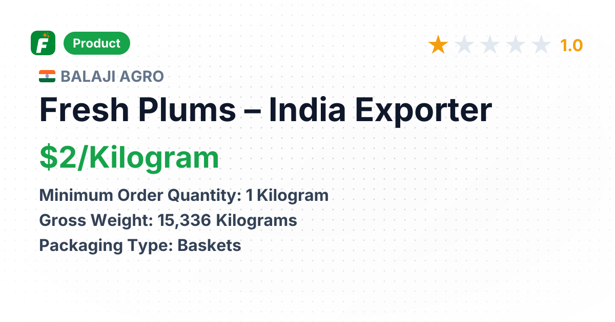 Fresh Plums – product summary card, no photo uploaded yet