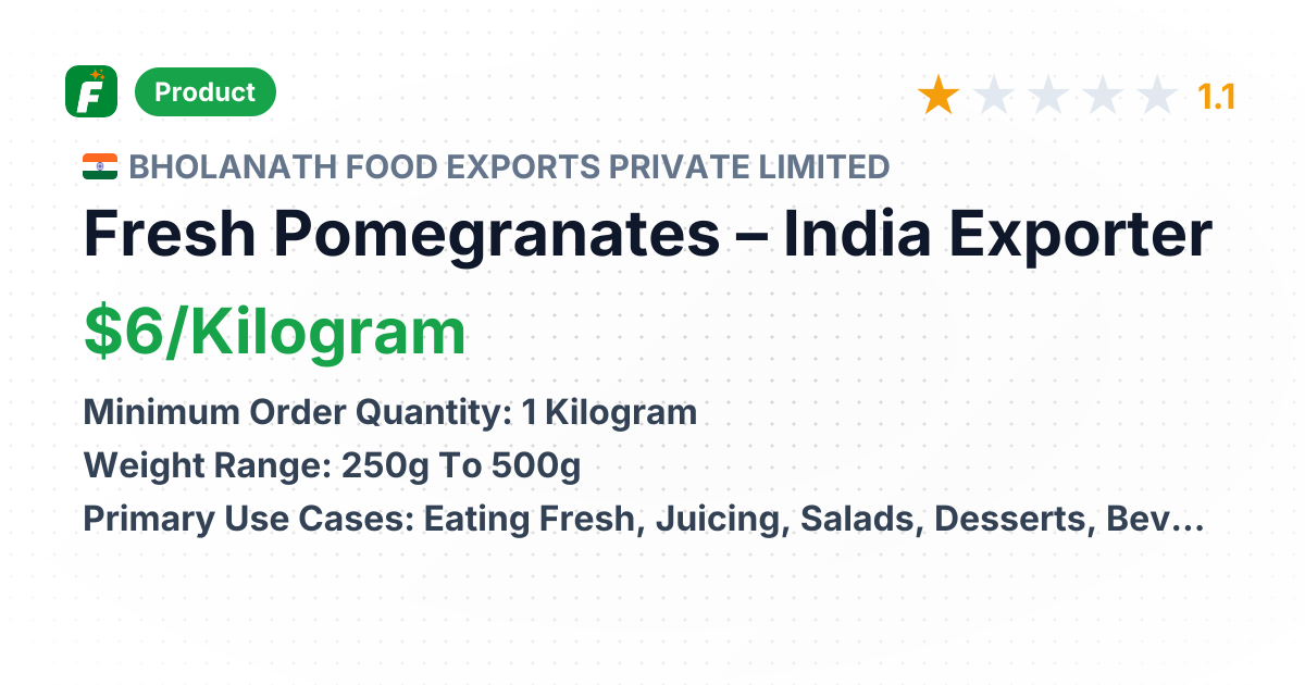Fresh Pomegranates – product summary card, no photo uploaded yet