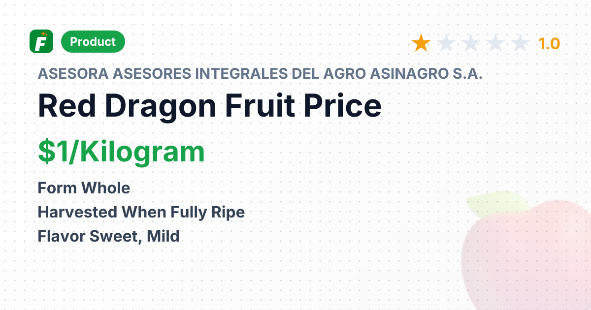 Fresh Red Dragon Fruit – product summary card, no photo uploaded yet