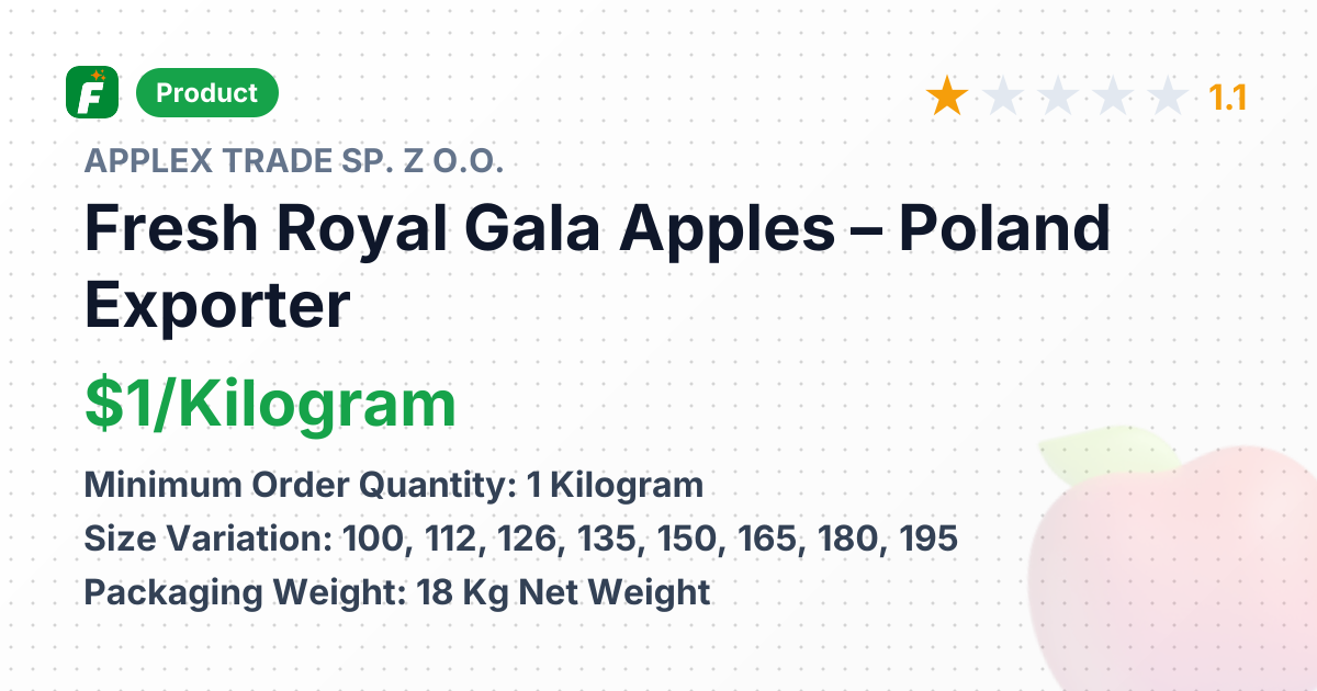 Fresh Royal Gala Apples – product summary card, no photo uploaded yet