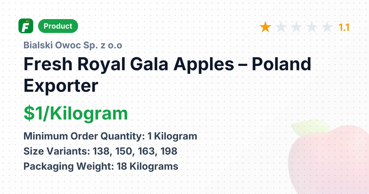 Fresh Royal Gala Apples – product summary card, no photo uploaded yet