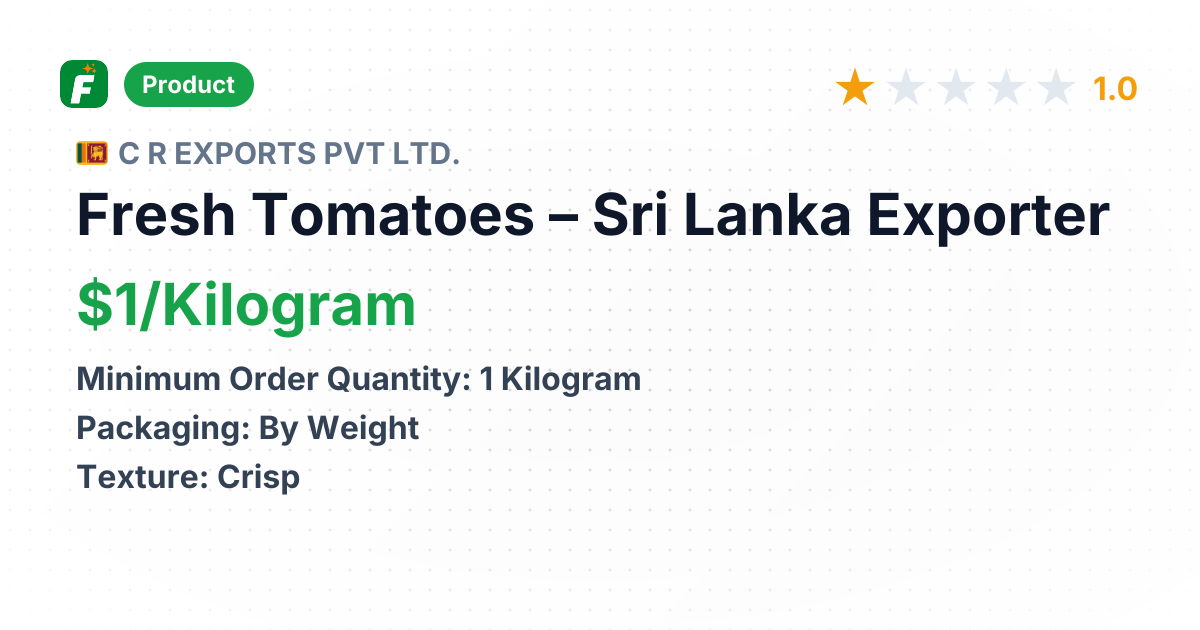 Fresh Tomatoes – product summary card, no photo uploaded yet