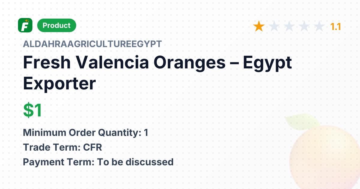 Fresh Valencia Oranges – product summary card, no photo uploaded yet