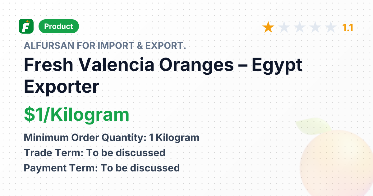 Fresh Valencia Oranges – product summary card, no photo uploaded yet