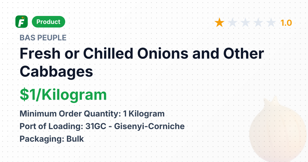 Fresh or Chilled Onions and Other Cabbages – product summary card, no photo uploaded yet