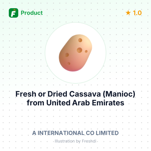 Fresh or Dried Cassava (Manioc) – product summary card, no photo uploaded yet