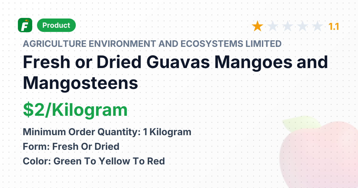 Fresh or Dried Guavas, Mangoes, and Mangosteens – product summary card, no photo uploaded yet