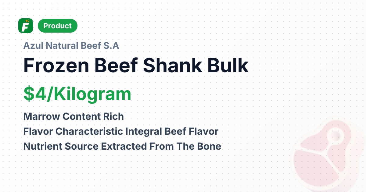 Frozen Beef Bone in Shank – product summary card, no photo uploaded yet